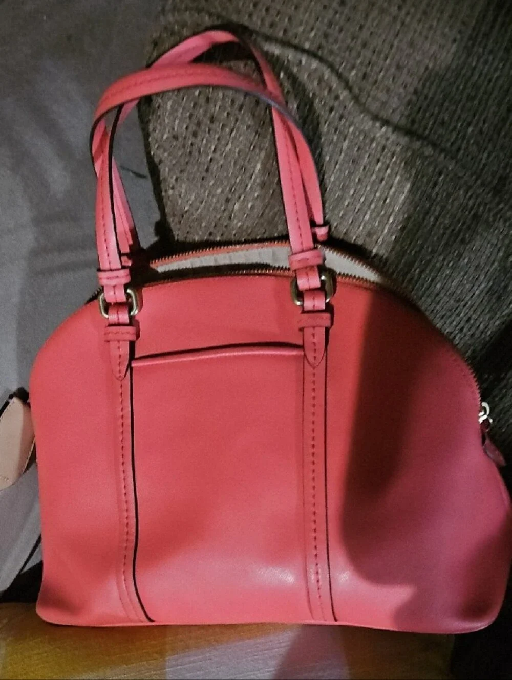 Coach Coral Leather Dome Satchel with Neutral Tag